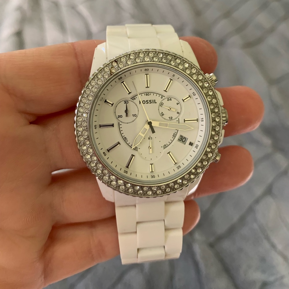 Fossil watch with diamond face